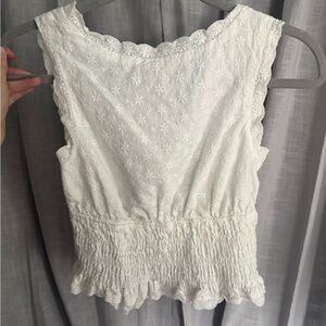 Princess Polly White Eyelet Tank Top